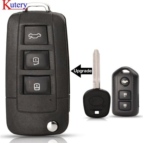 Kutery Modified upgrade Flip Remote Car Key Shell TOY43 For Toyota Camry Prado Highlander Yaris Vios 3 Buttons Folding Key Fob