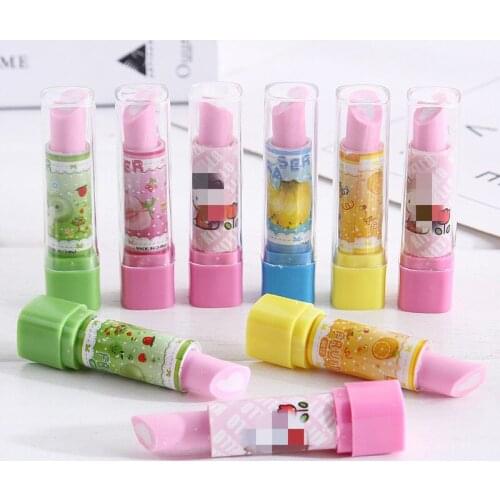 Kawaii Lipstick Design Eraser teddy dog ombre pencil Erasers for Rubber Remover Effectively Clean Student stationery kids prizes