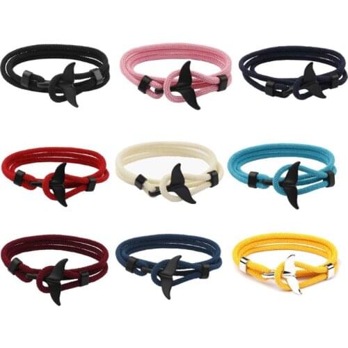 Summer Handmade Whale Tail Viking Rope Bracelet Beach Surfing Wristband Jewelry