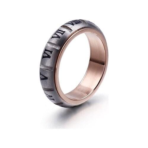 Fashion titanium steel Roman digital ring punk personality trend stainless steel sports Ring Jewelry