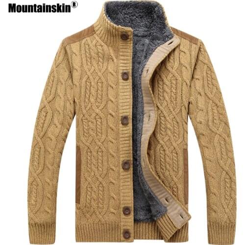 Mountainskin Mens Thick Sweaters Winter Autumn Men Sweater Coat Velvet Warm Cardigan Jacket Male Brand Clothing SA859