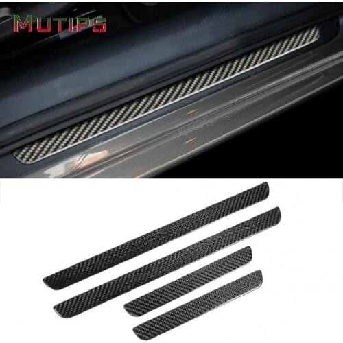 Mutips Pedal Door Sill Cover Trim Strip Carbon Fiber Sticker decoration Anti Scratch Accessories for Audi A4 B8 A5 A4L 2009-2016