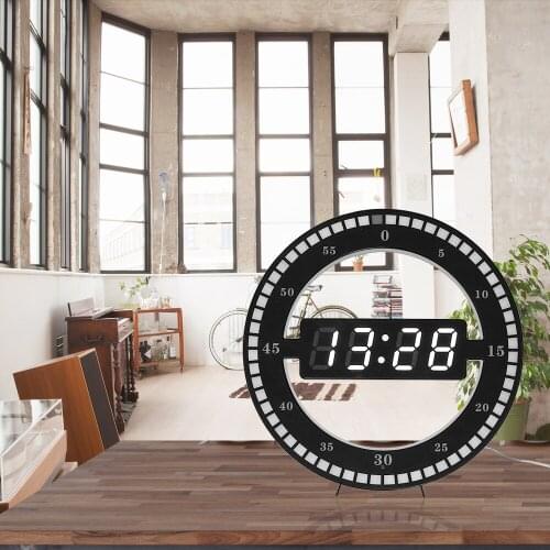 US/EU PLUG Wall Clock Mute Creative Digital Electronic LED Simple Night Glow Round Home Decoration Minimalist Modern Wall Decor