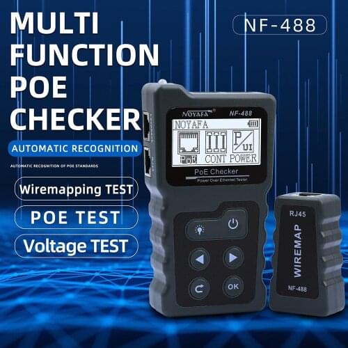 NF-488 Network Cable Tester Checker Over Ethernet CAT5 CAT6 PoE Switch Test Detector LCD Display Tools