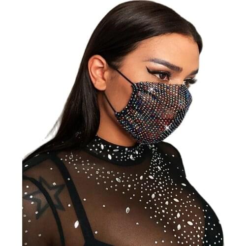 2020 Venice Film Festival diamond-encrusted masks new fashion diamond mask fishnet bling party diamond mask for women
