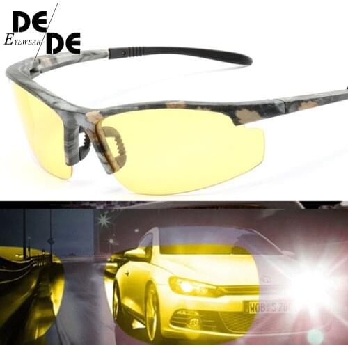 New Night Vision Sunglasses Fashion Men Polarized Driving Glasses Rimeless Yellow Lens Goggles Gafas 1041