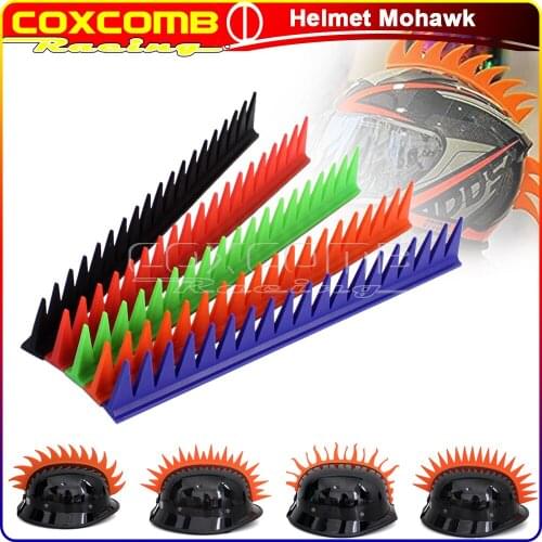 Orange Even Uneven Helmet Hawk Spike Motorcycle Dirtbike Supersport Cruiser Helmet Mohawk Warhawk Rubber Decoration