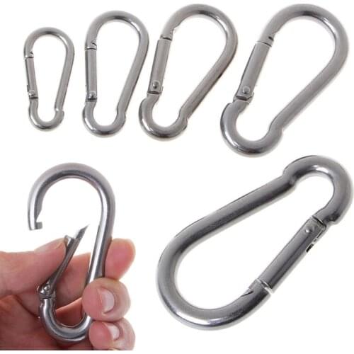 304 Stainless Steel Spring Carabiner Snap Hook Keychain Quick Link Lock Buckle