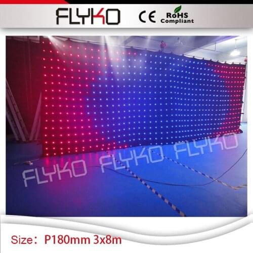 Promotion 3m high*8m width led video curtain P18cm nightclub DJ led backdrops curtain wall