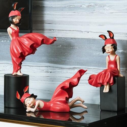 [VIP] Nordic Fairy Tale Character Little Red Riding Hood Desktop Ornament Living Room Wine TV Cabinet Cute Girl Heart Home Decor