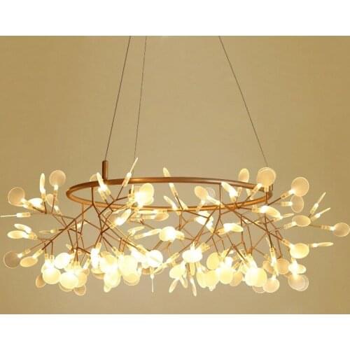 Modern LED Chandelier Living Room Restaurant Hanging Light Fixtures Clear Glass Gold Metal Home Decoration Lamp