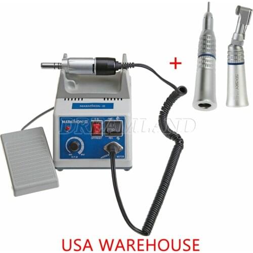 Dental Lab E-TYPE micromotor polish hand piece with contra angle & straight handpiece SEAYANG MARATHON 3 + Electric Motor