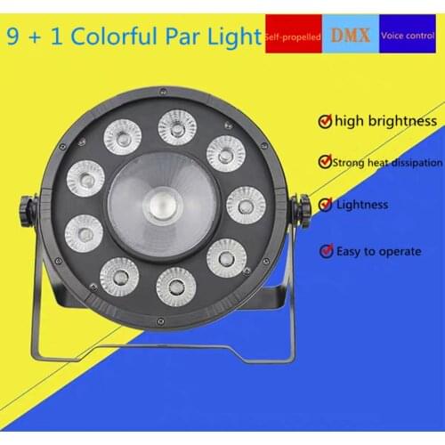 LED Flat Par 9x10W + 30W RGB lighting for DMX512 stage effect professional DJ equipment and party dance floor disco
