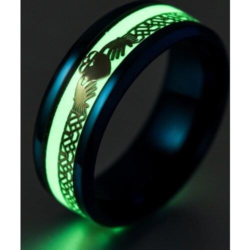 Heart Luminous Ring Glowing in Dark Couple Rings For Friends Gift Stainless steel Jewelry wholesale
