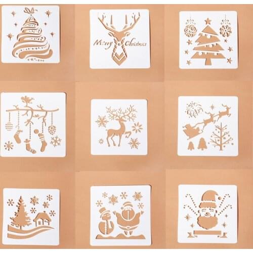 2pc Christmas Theme Lace Ruler Christmas Stencil Handmade Diy Album Hand Account Making Painting Drawing Template