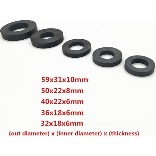 I KEY BUY 3pcs Unmagnetized Magnet Ring Ferrite Magnet 32-59mm x6-10mm Hole 18-31mm Black Round For Speaker DIY Accessories
