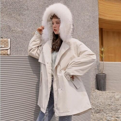 Hstar Women Elegant Solid Fur Collar Thick Warm Parkas Female 2021 Winter White Duck Down Coats Belt Lady Fashion Streetwears
