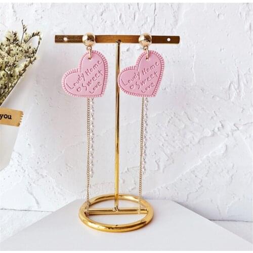 New Heart Shaped Asymmetric Crystal Earrings Long Love Pearl Wild Tassel Earrings for women Pink bow color crystal Earrings