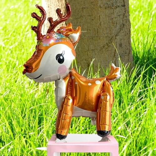 1 pc cute 4D deer balloons walking deer animal balloons for Christmas party decor kids birthday decorations deer toys foil globe