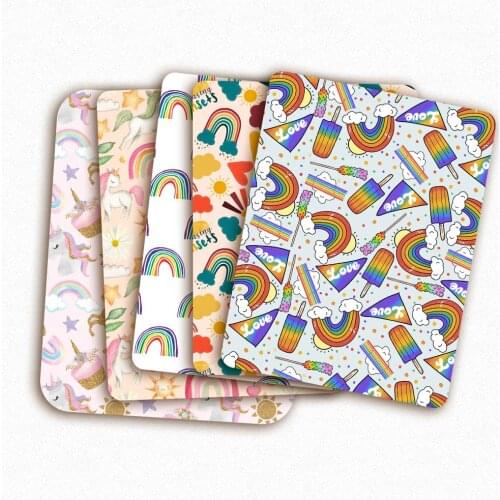 Polyester Cotton Fabric Sewing Fabrics Rainbow Unicorn Printed Cloth Clothes Making Materials DIY Masks Supplies 45*145 cm 1pc