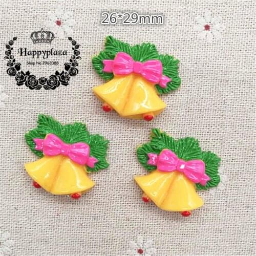 10pcs Resin Christmas Bells Flatback Cabochon Miniature Art Supply Decoration Charm Craft,26*29mm