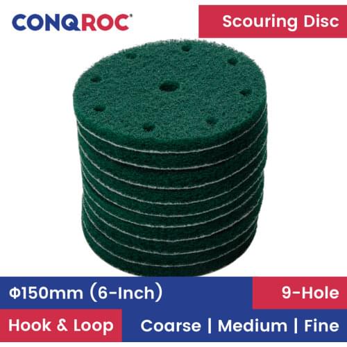 10pcs 150mm 6 Inch Scouring Discs Hook Loop 9 Holes Scouring Pads Grout Power Scrubber Cleaning Sanding Rust Remover