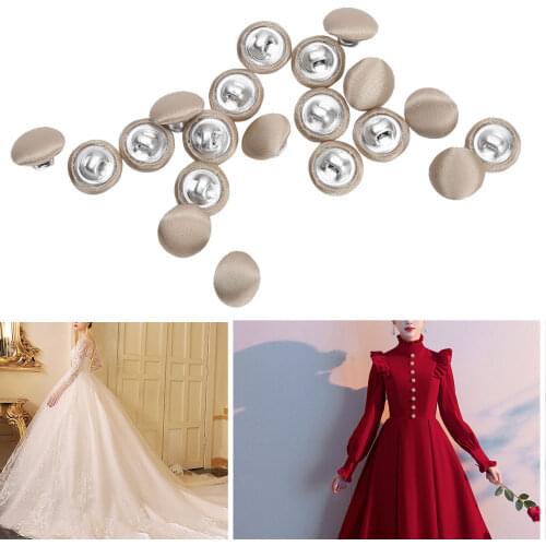 20 Buttons for Clothing Smooth Satin Covered Round Shank Button Mini Tuxedo Gown Decorative DIY Sewing Metal Button Accessories