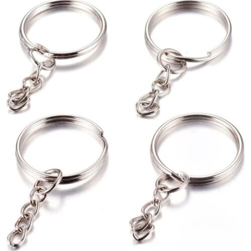 20pcs 25x2mm Iron Metal Key KeyChain Chain Clasp for Jewelry Making DIY Accessories Ring Supplies F60