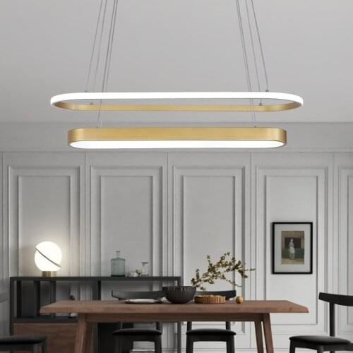 2020 New Oval Gold Dining Room Living Room Simple Modern Creative Art Bar Chandelier LED Strip Chandelier
