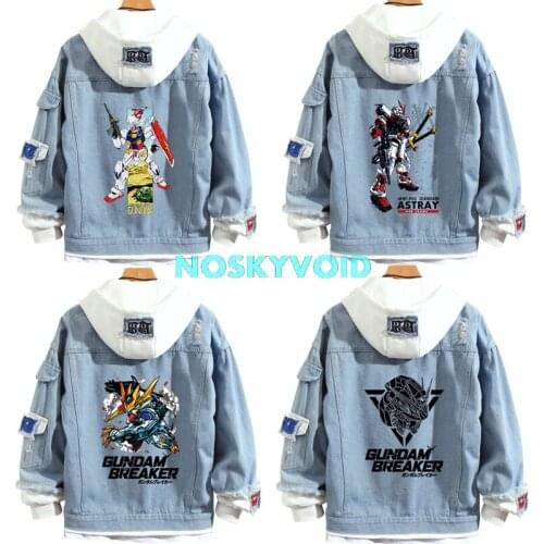 2021 Anime Coats Gundam Cosplay Denim Jackets Gundam Breaker Hooded Sweater Coat Seed Astray Hoodie Denim Fabric Tops