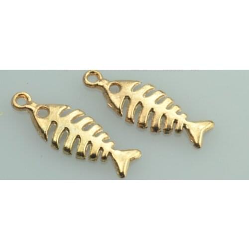 35 pcs free shipping Champagne gold charms diy metal fish bone pendant for necklace&bracelets jewelry making 26*9 mm D734
