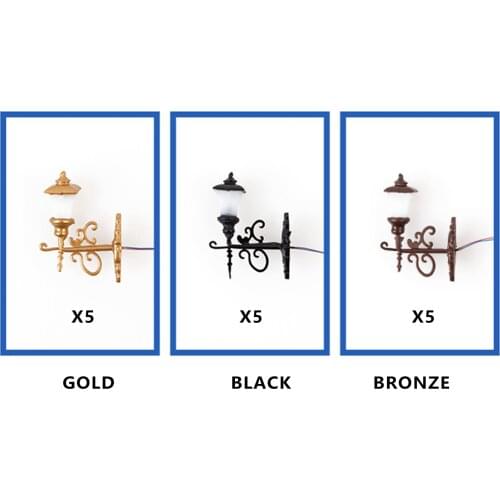 5 Pack of 1/87 HO Scale Model 3V Wall Lights Mini Railway Micro Layout Accs