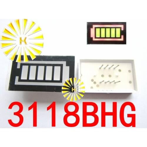 5PCS x 5 Segment Battery Style LED Digital Tube Display Yellow Green LED Inner + Red LED Outer 3118BHG