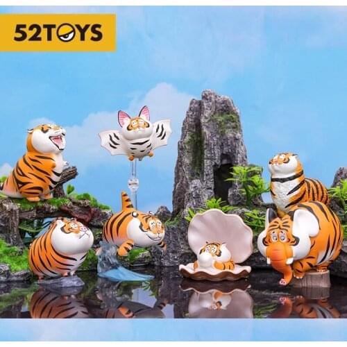 52toys Variety Fat Tiger Panghu Emoticons Blind Box Toy Action Figure Art Toy Desk Car Room Decoration Kid Gift Birthday