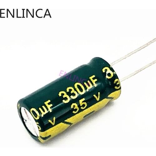 50pcs/lot T26 35v 330UF aluminum electrolytic capacitor size 8*16mm 330UF35V 20