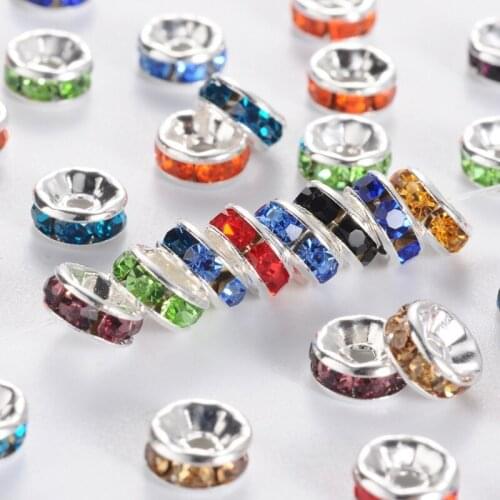 100pcs 6x3mm Rhinestone Spacer Beads Mixed Color Rhinestone Spacers Grade A Crystal Rhinestone Beads diy jewelry beads supplies