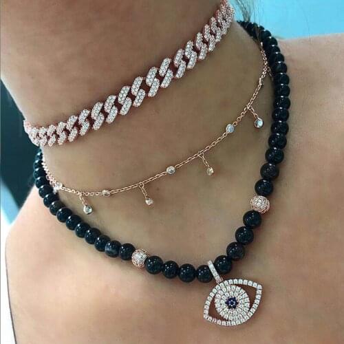 10mm iced out bling Miami cuban link chain Adjustable size Necklace choke for women jewelry rose gold pink CZ slider cuban chain