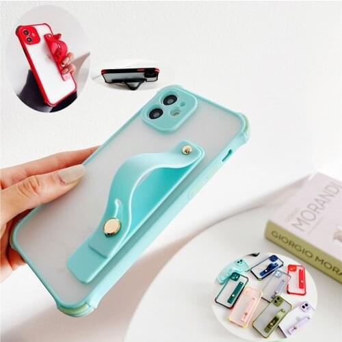 Wrist Strap Shockproof Bumper Phone Case For Huawei P 50 P50 P50Pro P40 Lite E P30 Pro Honor V40 9A 9C 9S Soft stand Back Cover