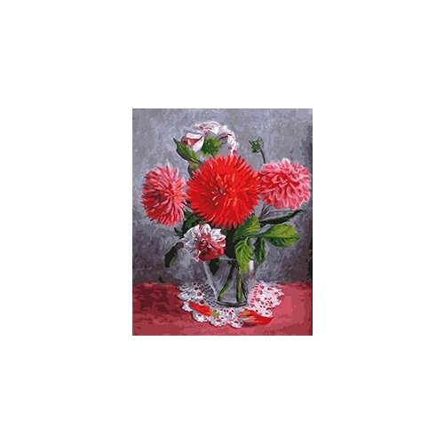 Cioioil-T809 Scarlet dahlia coloring by numbers DIY digital Hand-painted canvas painting for home decor