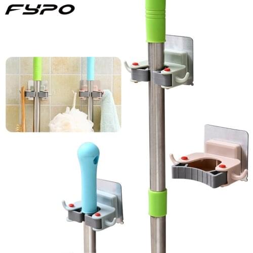 Cleaning Tools Holder Home Mop Clip Mop Hooks No Trace Mop Holder Bathroom Rack Household Organizer Kitchen Wall Sticker Rack