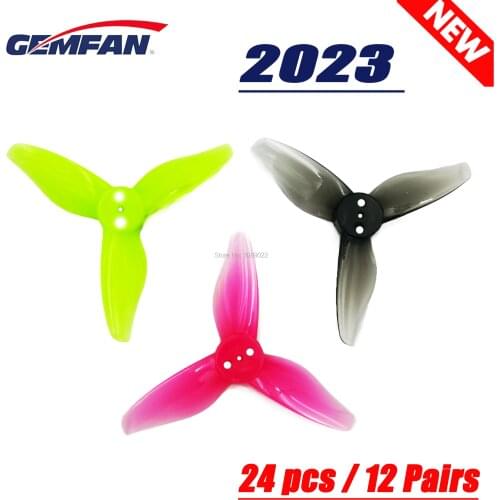 24 pcs 12Pairs Gemfan Hurricane 2023 2 Inch 3-Blade Propeller 3 Holes Props 1105-1108 Motor for Toothpick RC Drone FPV Racing