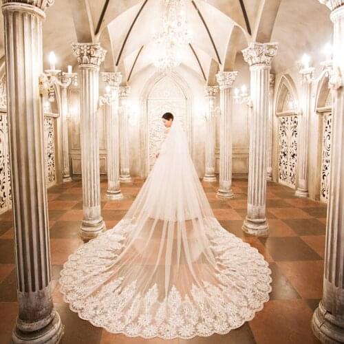 Veil new style Korean lace big tail veil super long bridal wedding bridal shoot wedding veil headdress fairy