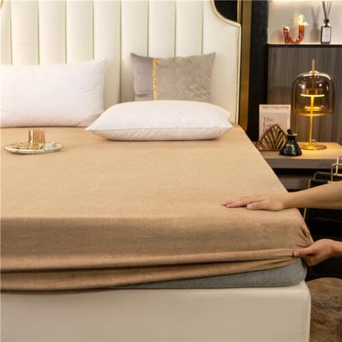 Bonenjoy 1 pc Flannel Fluffy Mattress Cover With Elastic King Size Bedsheet Solid Color Worm Winter Fitted Sheets For Adult