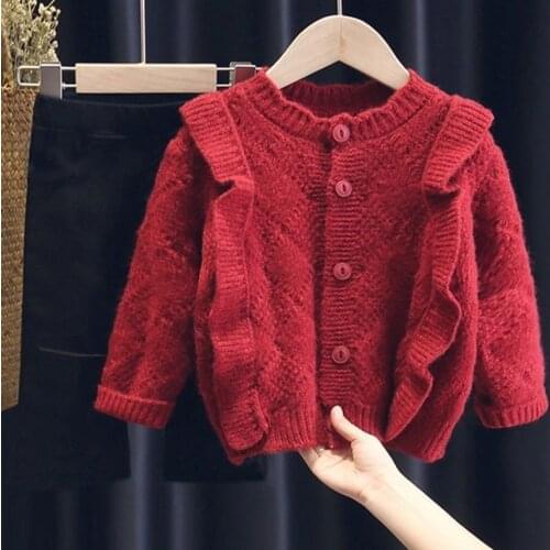 Girls Cardigan Sweater 2021 Spring New ChildrenS Fashion Girl Knit Cardigan Sweater Ear Knitwear Baby Korean Autumn Jacket 2-7