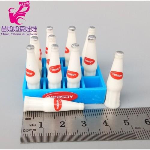 Mini soy milk drink orange guice pots mini wine bottle beer for barbie blythe licca bjd doll house accessories