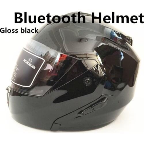 Bluetooth Flip Up Motorcycle Helmet Modular Moto Helmet With Inner Sun Visor Safety Double Lens Racing Full Face Helmets