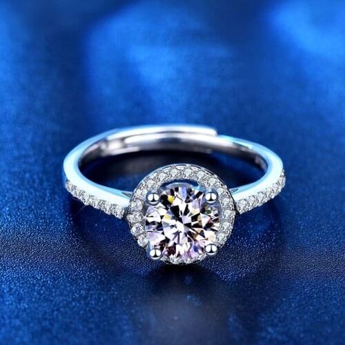 Moissanite Ring 925 Silver 1ct 2ct 2.6g 3.4g White Diamond Rings For Women Adjustable Opening Wedding Party Classic Jewelry