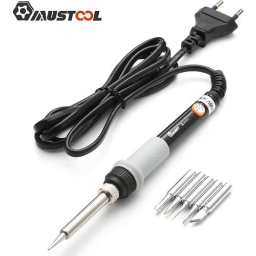 Mustool MT223 220V/110V 60W Temp Electric Soldering Iron Kit Welding Guns Rework Repair Tool Adjustable 5pcs Solder Tips