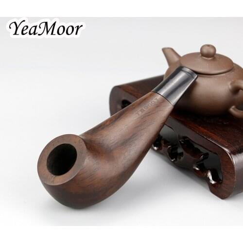 New 9.5cm Mini Smoking Pipe 3mm Filter Ebony Wood Pipe 10 tools free Handmade Drumstick Style Wooden Pipe Tobacco Pipe