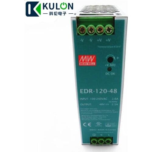Single Phase AC/DC 120W 48V 2.5A Genuine Meanwell EDR-120-48 Industrial DIN Rail Power Supply